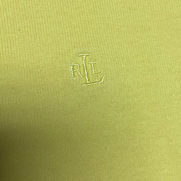LAUREN RALPH LAUREN RIBBED COTTON SHORT SLEEVE TEE. SIZE PETITE SMALL. YELLOW. - Picture 7 of 8